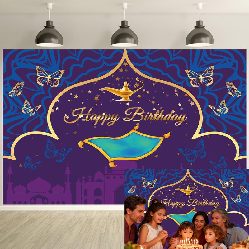 LB 7x5ft Princess Birthday Backdrop for Kids Photography Moroccan Arabian Nights Backdrops Vinyl Photography Backdrop Baby Shower Party Decoration Banner Photo Booth Studio Props - Image 2